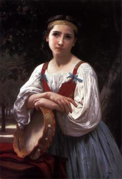 William-Adolphe Bouguereau : Bohemienne au Tambour de Basque (Gypsy Girl with a Basque Drum)